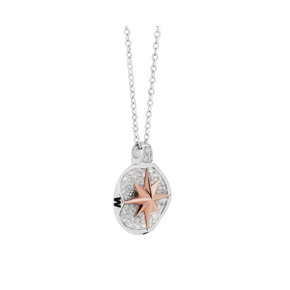 Collana Zancan in oro con pendente rosa dei venti e diamanti