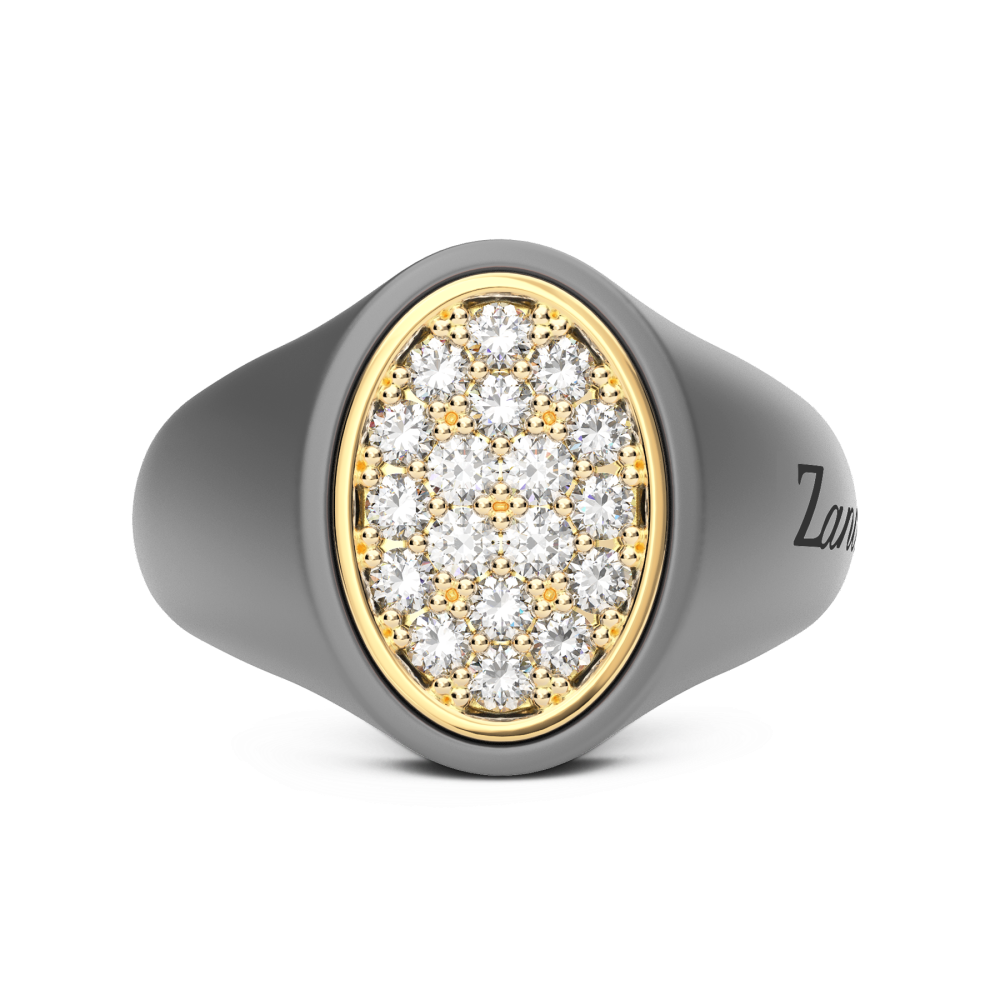Anello Zancan in titanio, oro 18kt e diamanti