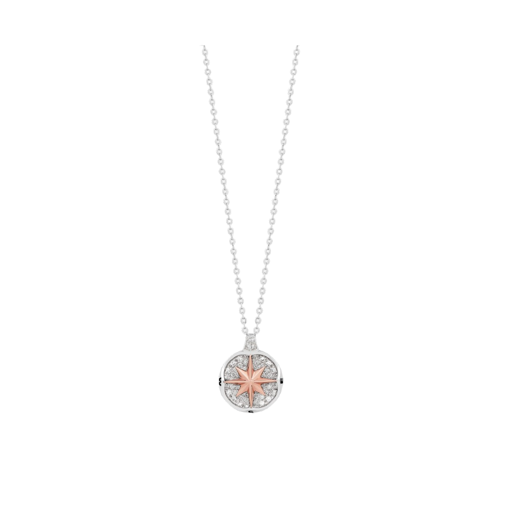 Collana Zancan in oro con pendente rosa dei venti e diamanti