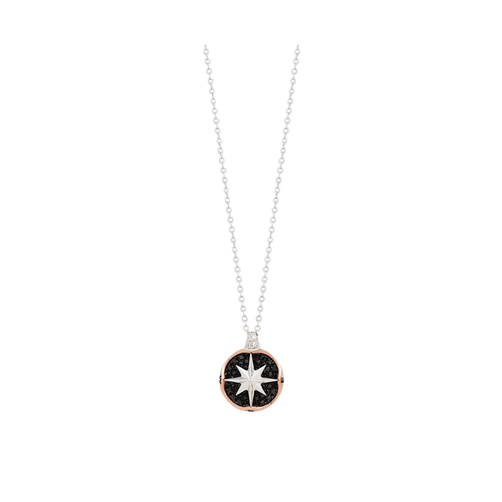 Collana Zancan in oro con pendente rosa dei venti e diamanti