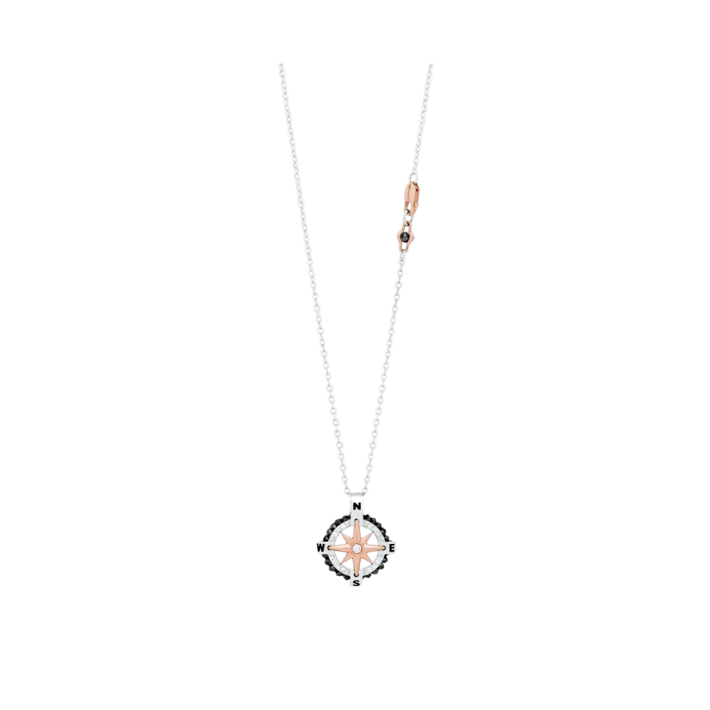 Collana Zancan in oro bianco con iconica rosa dei venti