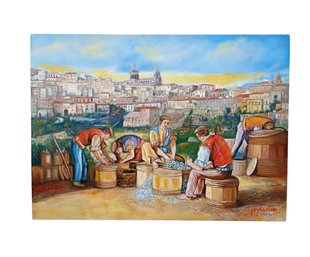 Quadro raffigurante la "Raccolta di alici"
